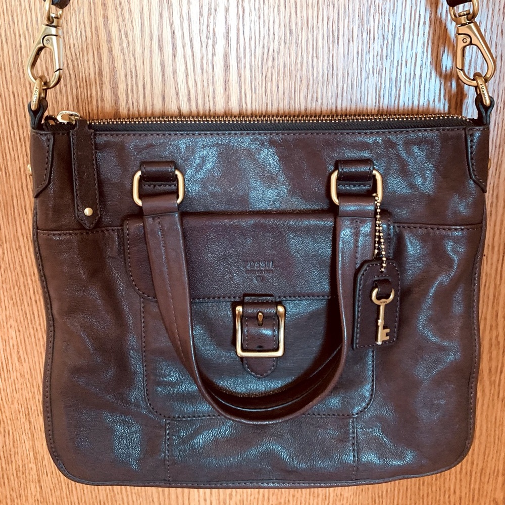 Fossil Cocoa Brown Leather Crossbody Bag